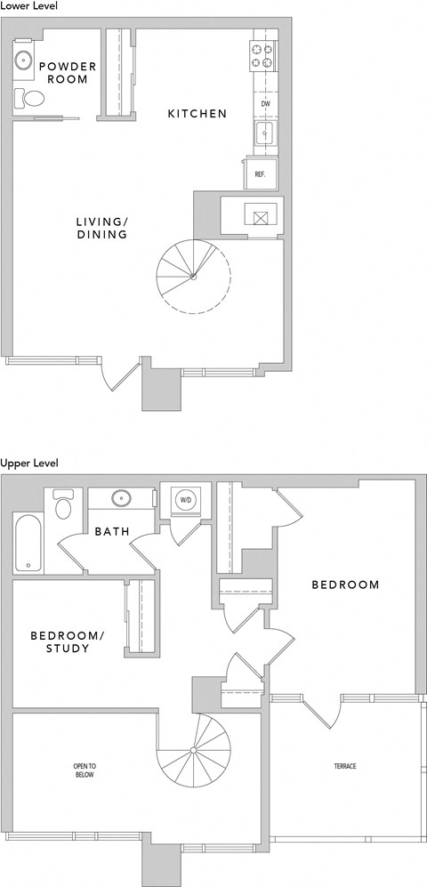 Floor plan for 2 beds, 1.5 baths, 940 sqft